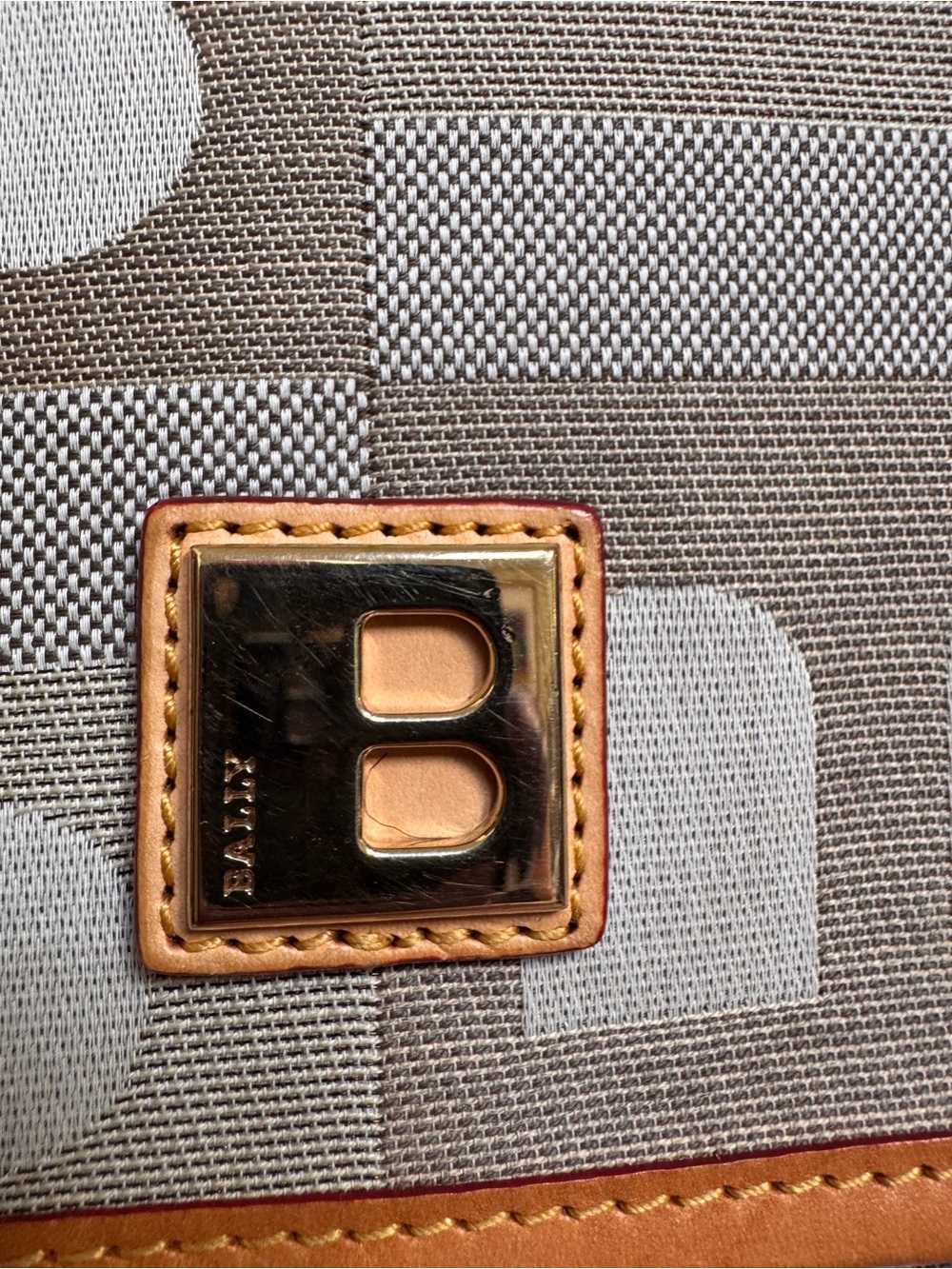 Y2K Bally Signature B-Monogram Canvas Satchel Shoulder bag with Leather Trim - Picture 7 of 9